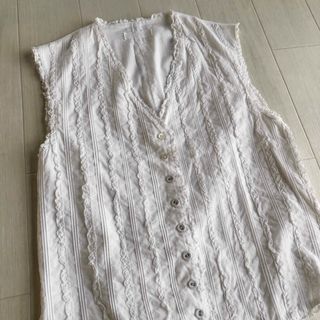 ピンクハウス　スミレ刺繍ギンガム　ロングワンピースベストサッシュベルト　日本製