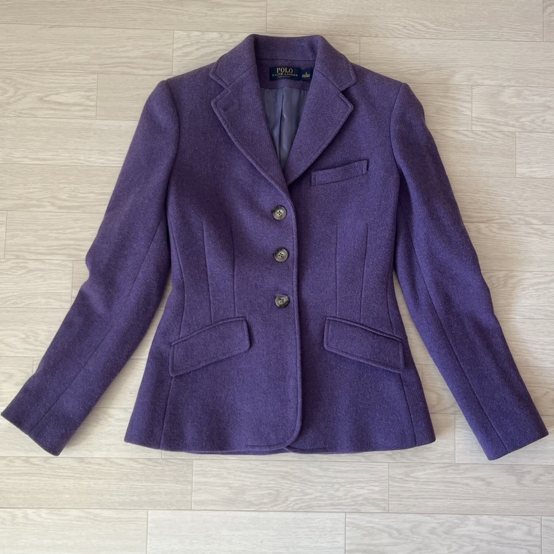 希少カラー美品 ポロラルフローレン 高級ウールジャケット 紫 S イタリア製 女
