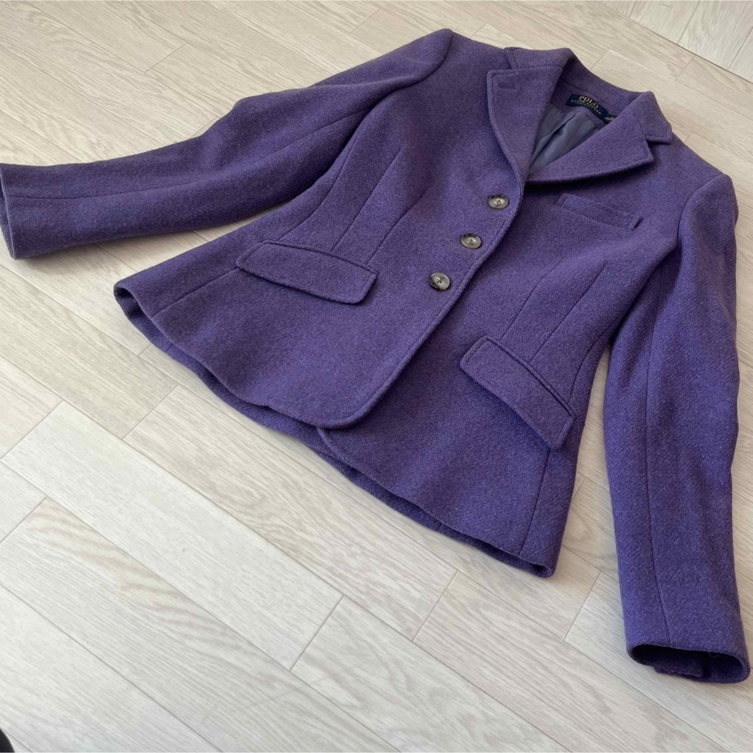 希少カラー✨美品 ポロラルフローレン 高級ウールジャケット 紫 S イタリア製