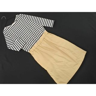 エニィスィス(anySiS)のany SiS エニィスィス ボーダー ドッキング ワンピース size2/白ｘ黒ｘベージュ ◇■ レディース(ひざ丈ワンピース)