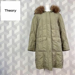 【theory】ラクーンファーフード キルティングダウンコートカーキ セオリー.LuLu出品物一覧L-96