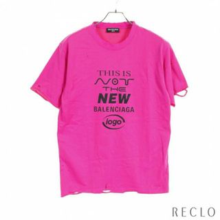 バレンシアガ(Balenciaga)の Tシャツ クルーネック ロゴプリント コットン ピンクパープル ヴィンテージダメージ加工(Tシャツ/カットソー(半袖/袖なし))