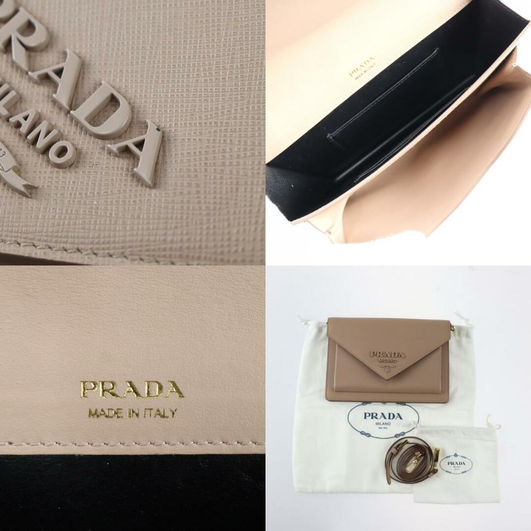 PRADA(プラダ)のPRADA プラダ サフィアーノ ミニ エンベロープ ショルダーバッグ 1BP020 レザー   CIPRIA ピンクベージュ系 ゴールド金具  ショルダーウォレット 2WAY クラッチバッグ 【本物保証】 レディースのバッグ(ショルダーバッグ)の商品写真