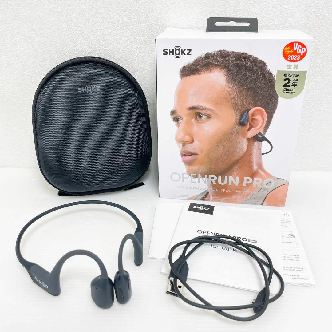 美品 SHOKZ 骨伝導ワイヤレスイヤホン OPENRUN PRO ブラック