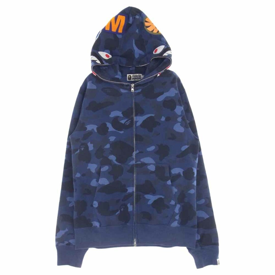 A BATHING APE アベイシングエイプ パーカー 1870-115-049 SHARK FULL ZIP HOODIE カモフラ サルカモ シャーク フル ジップ パーカー ブルー マルチカラー系 M約515cm袖丈