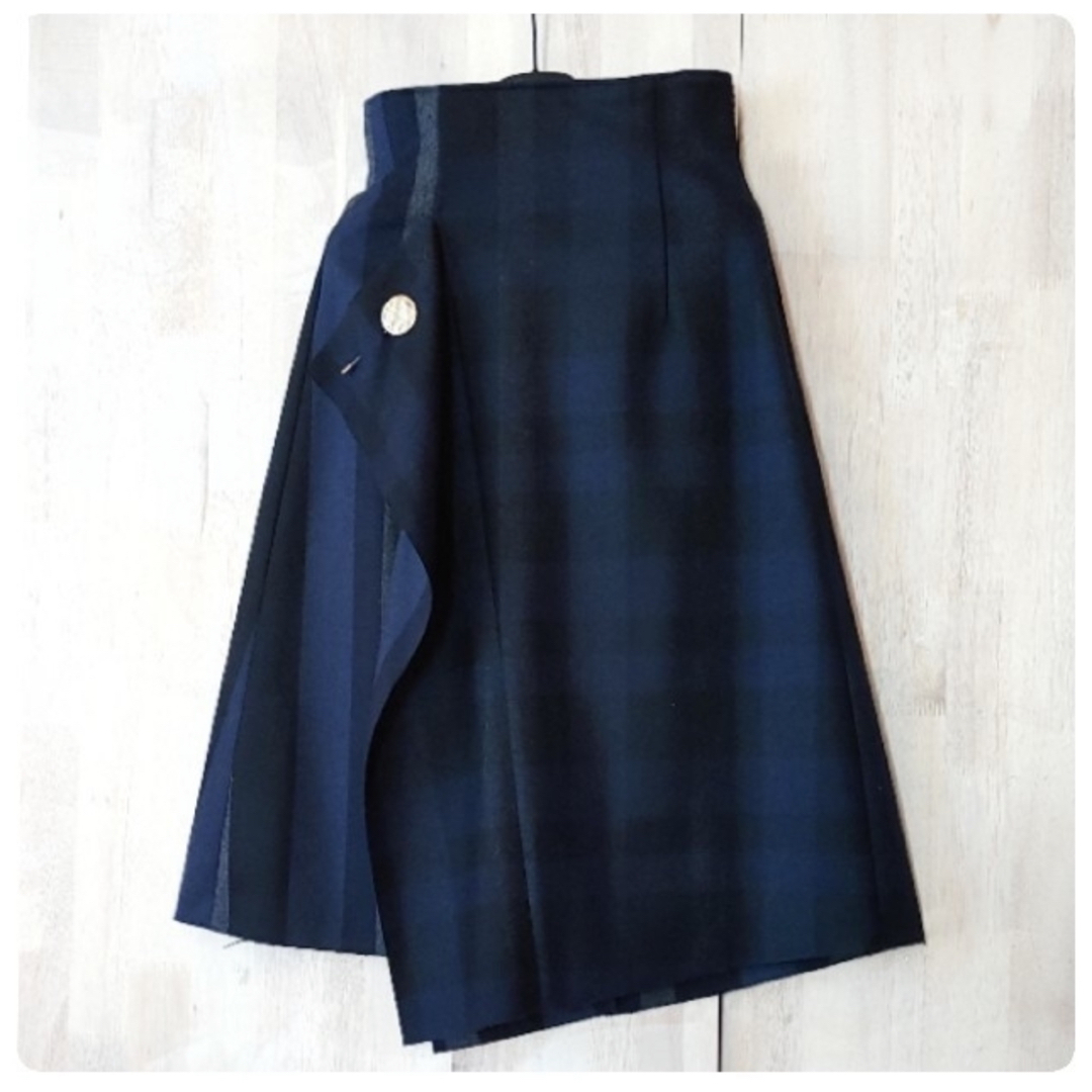◆幻◆秋冬美品 定価5.1万円 ADORE ウーリーチェックアシメトリースカート
