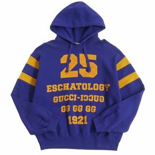 グッチ(Gucci)の良品□21SS GUCCI/グッチ 655469 カレッジロゴ コットン100％ プルオーバー スウェットパーカー/フーディー ブルー系 S イタリア製 正規品(パーカー)