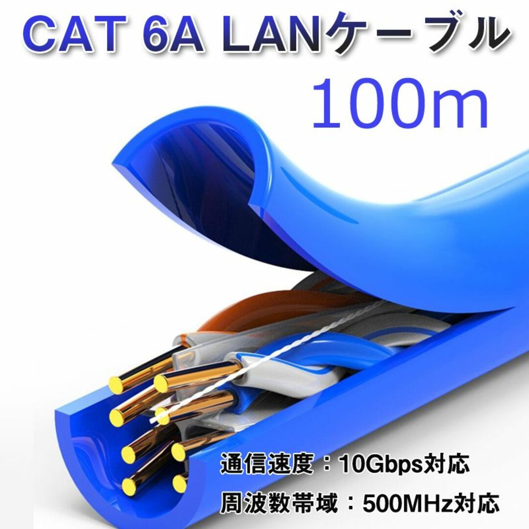 CAT 6A LANケーブル100m 100メートル 10ギガビット 10Gbp