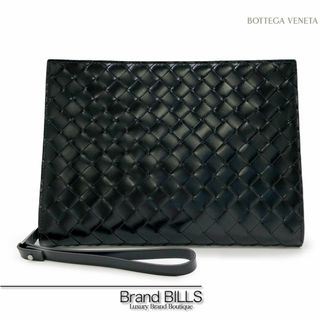 Bottega Veneta ボッテガヴェネタ イントレチャート レザー クラッチバッグ セカンドバッグ - ネイビー gy