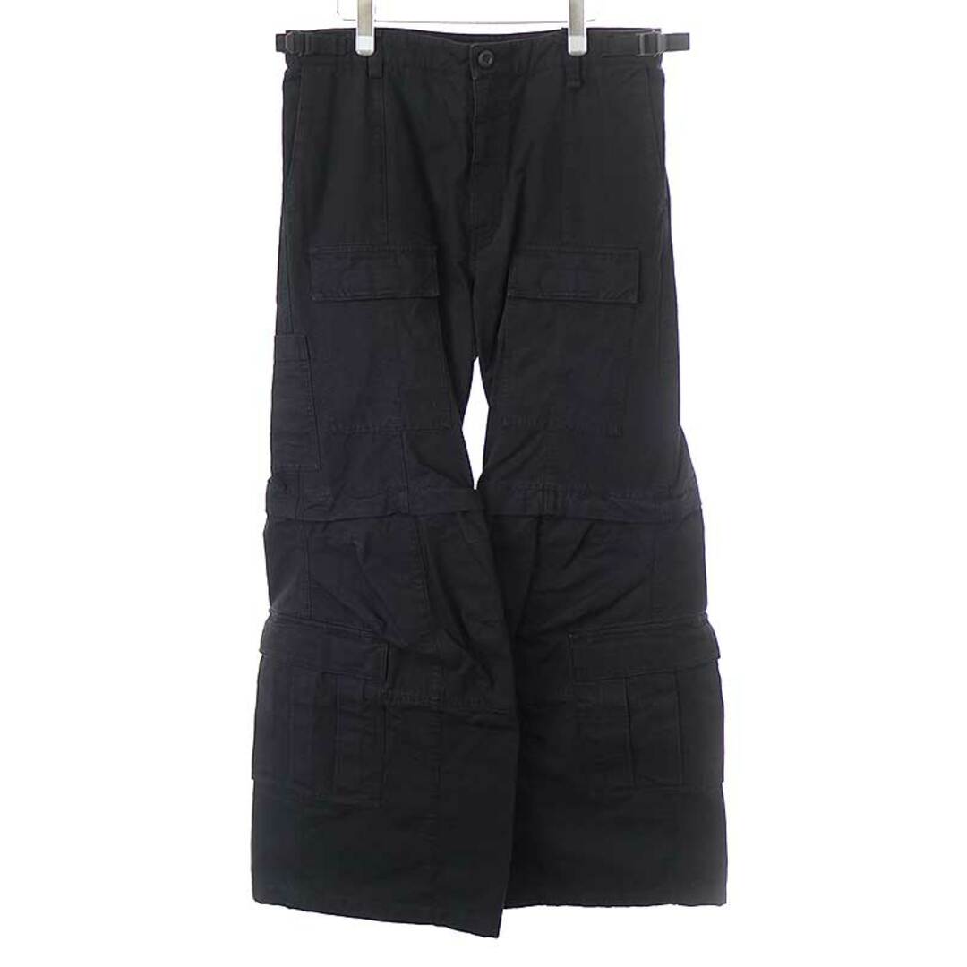 新品未使用品ＳBALENCIAGA バレンシアガ 23AW FLARED CARGO PANTS フレアカーゴロングパンツ ブラック L