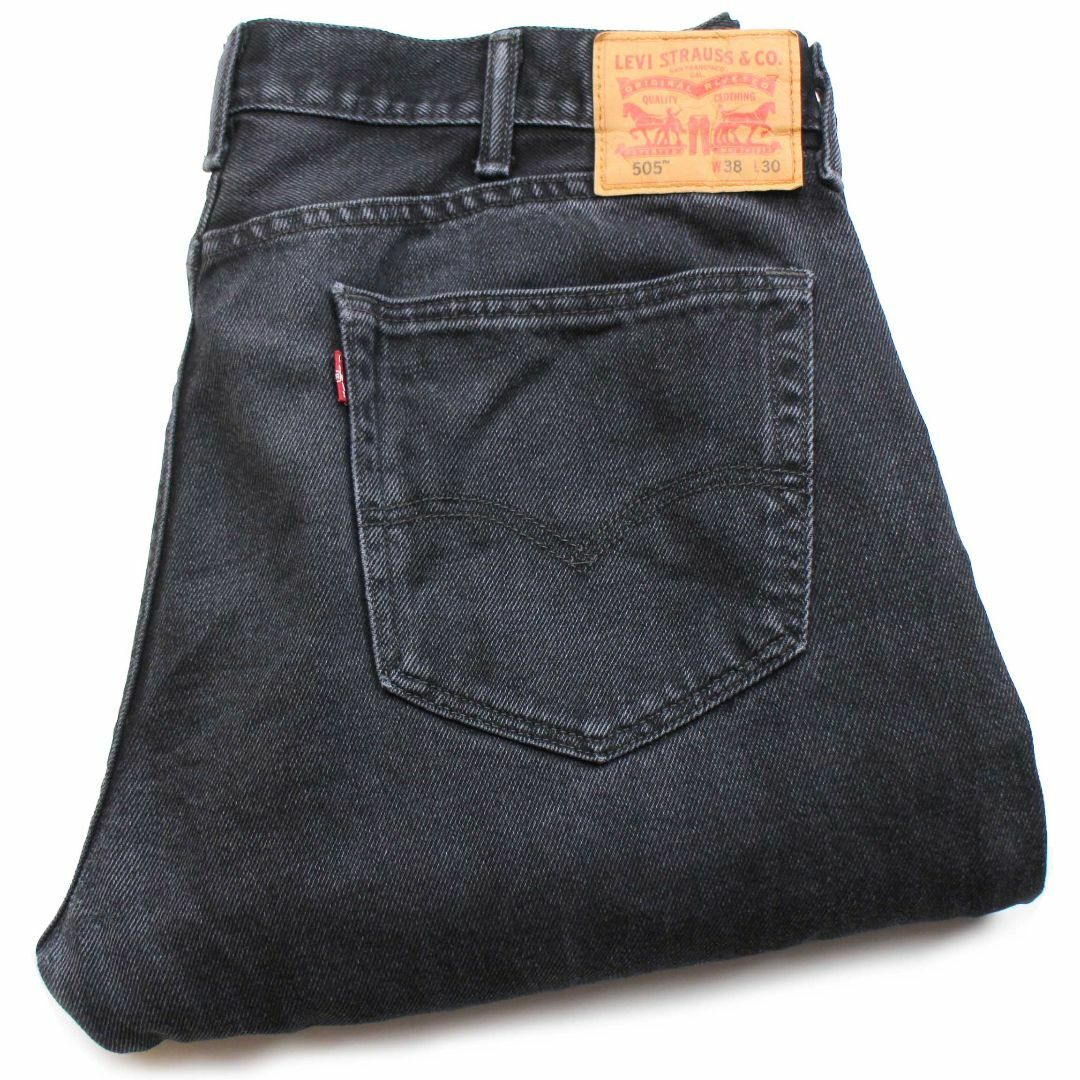 メキシコ製 Levi'sリーバイス 505 ダメージ ブラック デニムパンツ w38 L30★SDP2222 ジーンズ ストレート オーバーサイズ ビッグサイズ100%COTTONサイズ表記