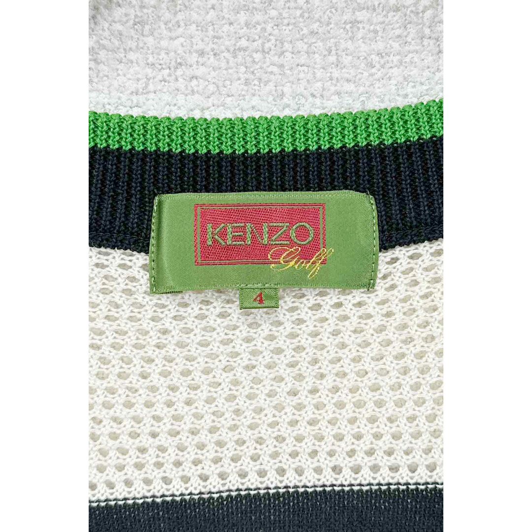 KENZO GOLF knit vest ケンゾーゴルフ ニットベスト ボーダー柄 ブラック ホワイト グリーン サイズ4 ヴィンテージ ネ メンズのトップス(ベスト)の商品写真