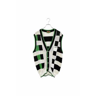 KENZO GOLF knit vest ケンゾーゴルフ ニットベスト ボーダー柄 ブラック ホワイト グリーン サイズ4 ヴィンテージ ネ(ベスト)