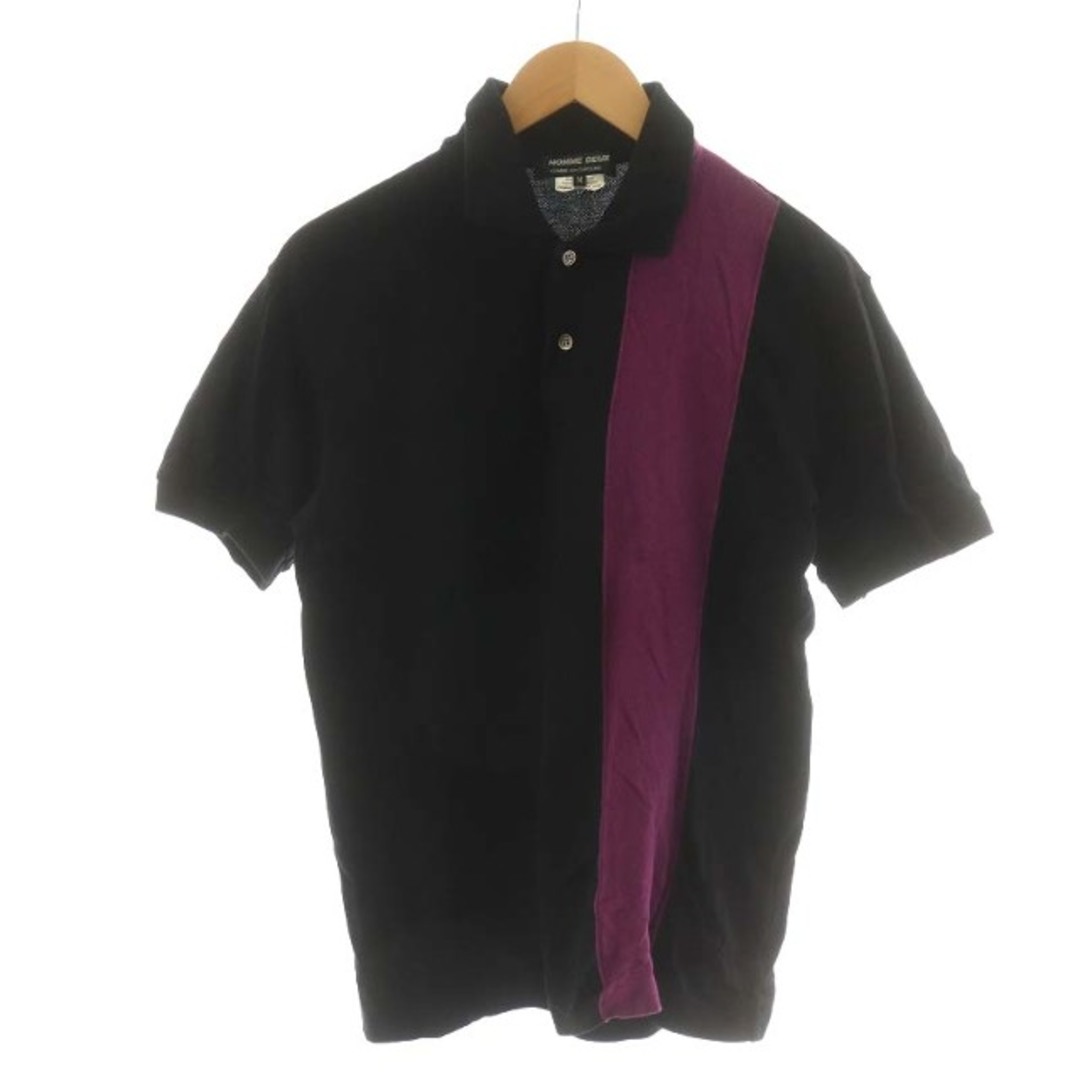 約45cm身幅COMME des GARCONS HOMME DEUX ポロシャツ M 黒 紫