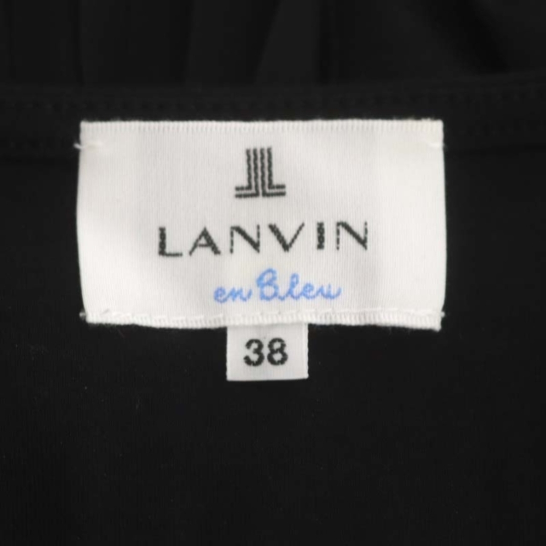 LANVIN en Bleu(ランバンオンブルー)のランバンオンブルー プリーツペプラムカットソー ノースリーブ 切替 38 黒 レディースのトップス(カットソー(半袖/袖なし))の商品写真