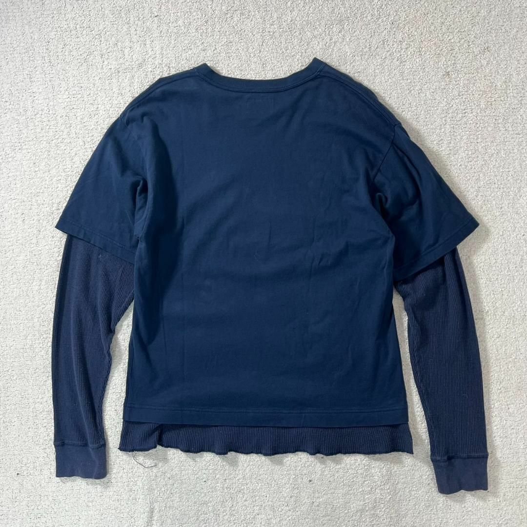 【希少】ステューシー ワンポイント 刺繍 Tシャツ L 長袖 ロンT ネイビー
