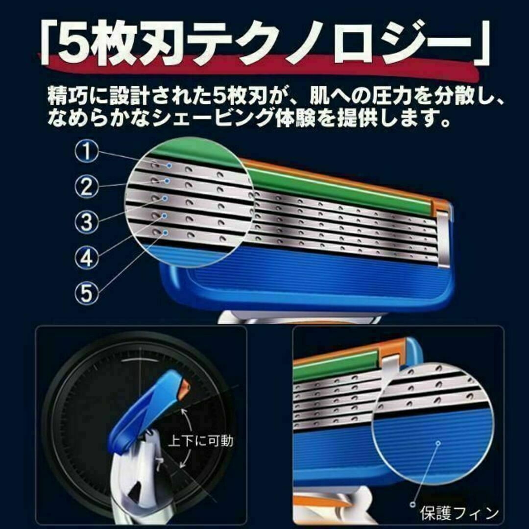 ジレット フュージョン 互換品 5枚刃 替刃 8個 髭剃り カミソリ ブルー メンズのメンズ その他(その他)の商品写真