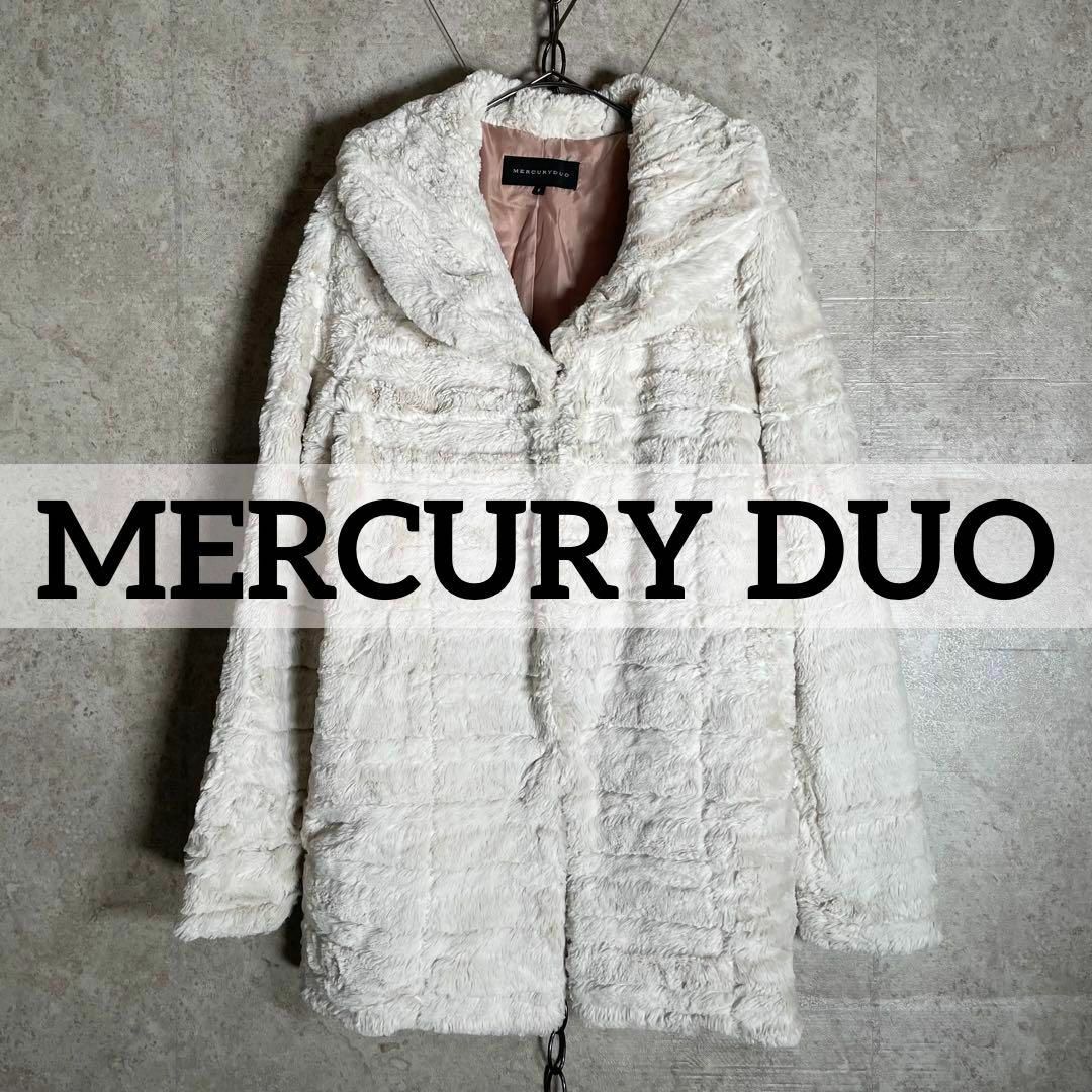 MERCURYDUO(マーキュリーデュオ)のY2K mercury duo フェイクホワイトファー ボーダー レイヤード レディースのジャケット/アウター(毛皮/ファーコート)の商品写真