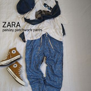 ザラ(ZARA)のザラ ZARA ペイズリー柄パッチワークイージーパンツ(カジュアルパンツ)