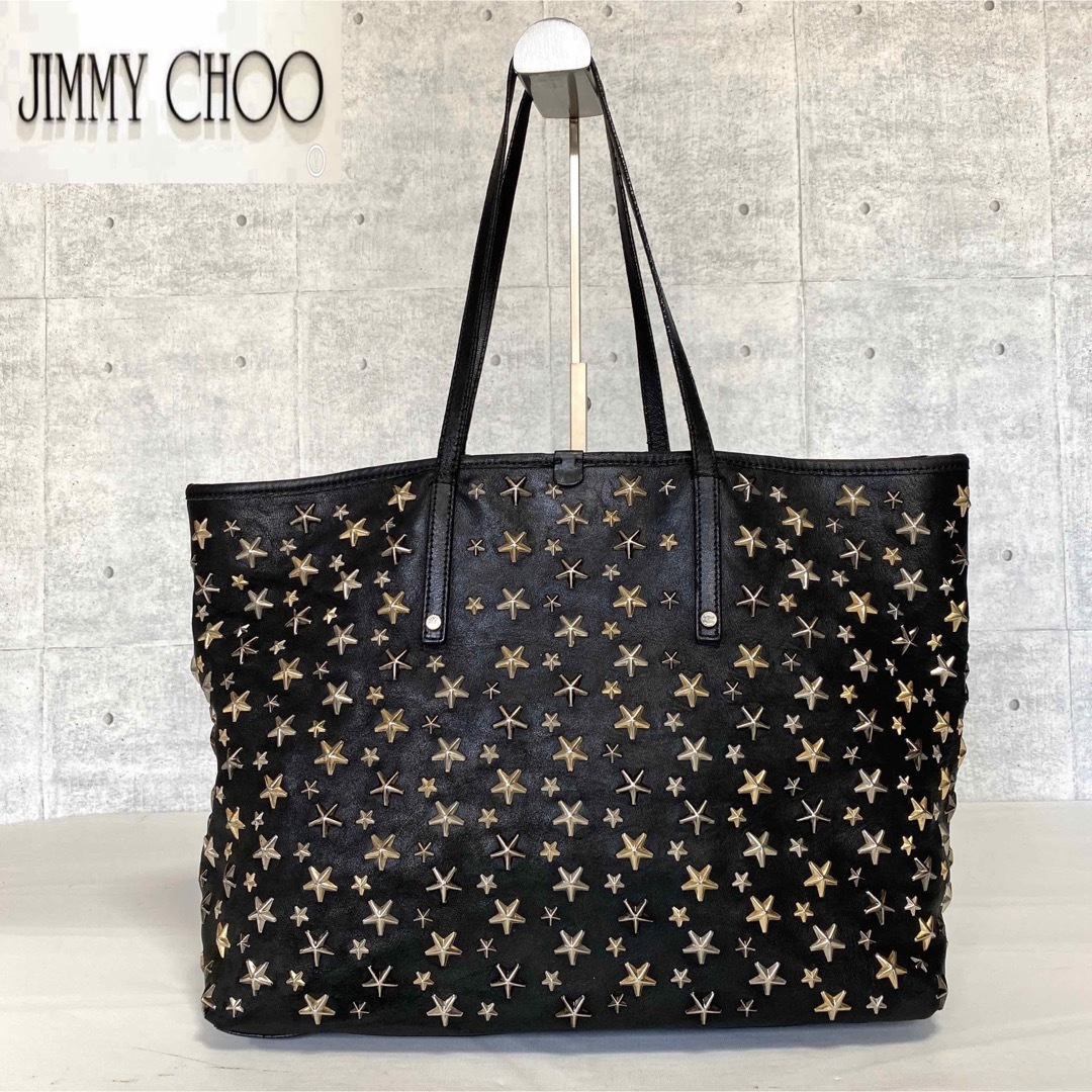 JIMMY CHOO - 【JIMMY CHOO】SASHA/M BLACK 3色スタッズ トートバッグ