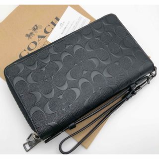 コーチ(COACH)の【COACH☆新品】大人気！再入荷！ダブルジップ！シグネチャー！ブラック！(長財布)