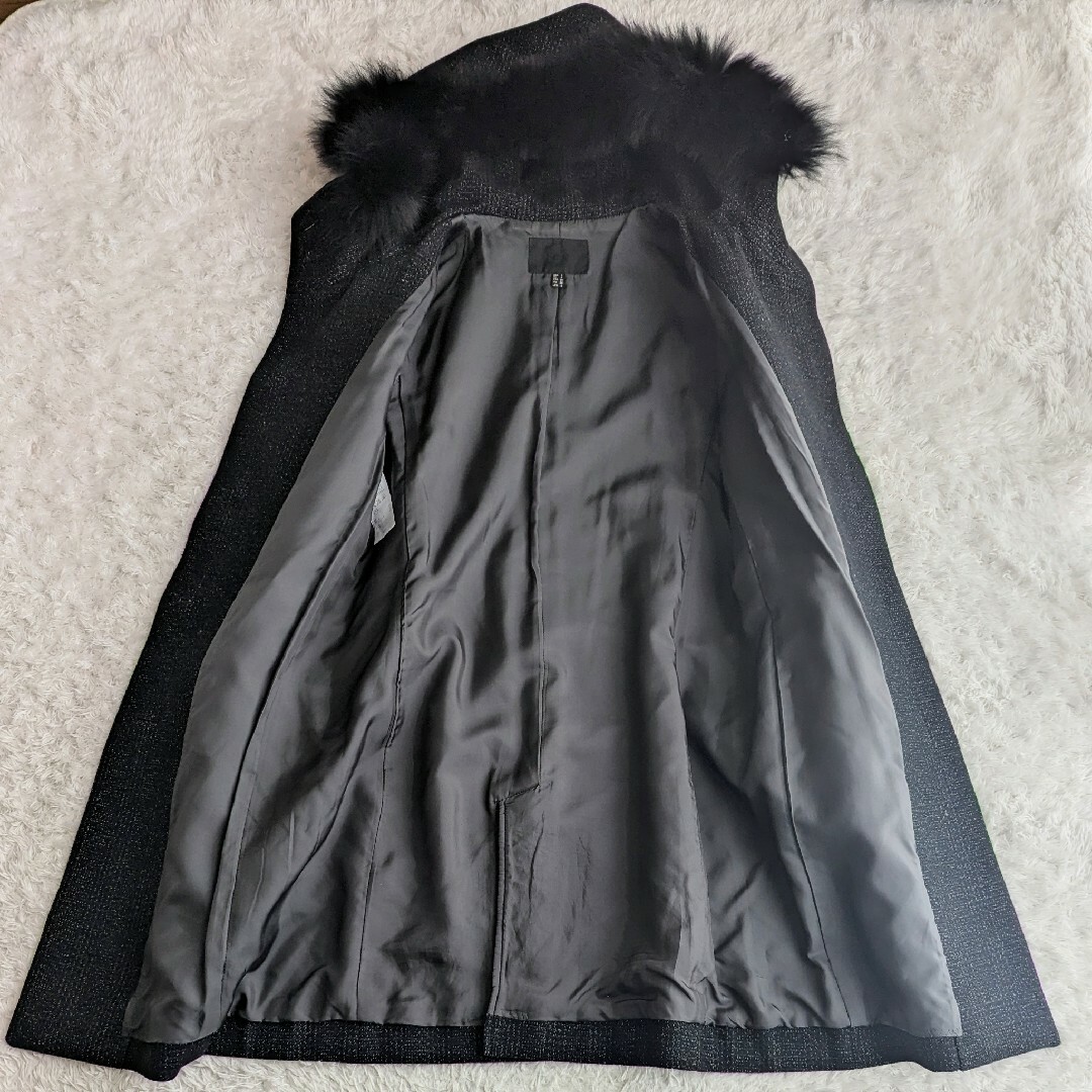 ICB(アイシービー)の美品 iCB フォックスファー ロングコート 2way ウール フード M 黒 レディースのジャケット/アウター(ロングコート)の商品写真