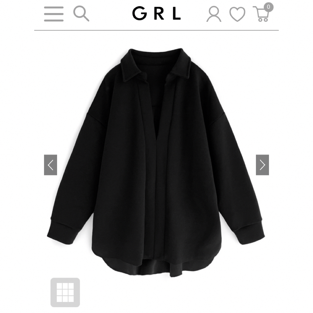 GRL(グレイル)の【新品・未使用】GRL  グレイル　ビッグスキッパートップス　黒 レディースのトップス(シャツ/ブラウス(長袖/七分))の商品写真