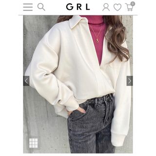 グレイル(GRL)の【新品・未使用】GRL  グレイル　ビッグスキッパートップス　黒(シャツ/ブラウス(長袖/七分))