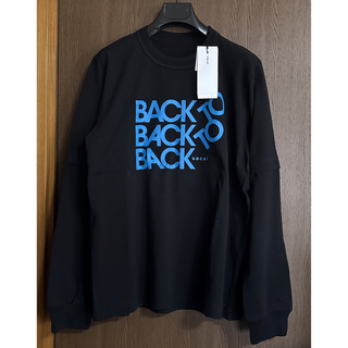 サカイ(sacai)の黒2新品 sacai サカイ メンズ BACK レイヤード ロング Tシャツ (スウェット)