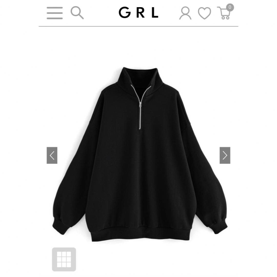GRL(グレイル)の【新品・未使用・未開封】GRL  グレイル　ハーフジップ裏起毛スウェット　黒 レディースのトップス(トレーナー/スウェット)の商品写真