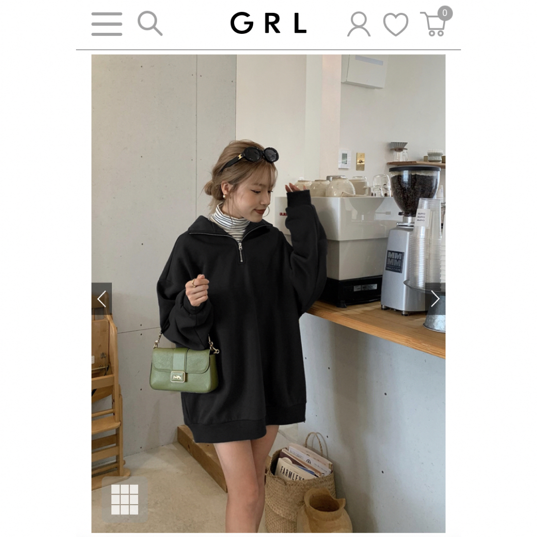 GRL(グレイル)の【新品・未使用・未開封】GRL  グレイル　ハーフジップ裏起毛スウェット　黒 レディースのトップス(トレーナー/スウェット)の商品写真