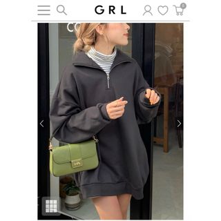 グレイル(GRL)の【新品・未使用・未開封】GRL  グレイル　ハーフジップ裏起毛スウェット　黒(トレーナー/スウェット)