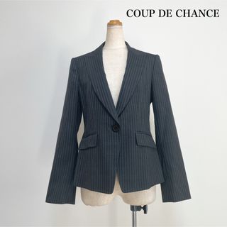 クードシャンス(COUP DE CHANCE)のCOUP DE CHANCE シルク混ジャケット グレー お仕事 セレモニー(テーラードジャケット)