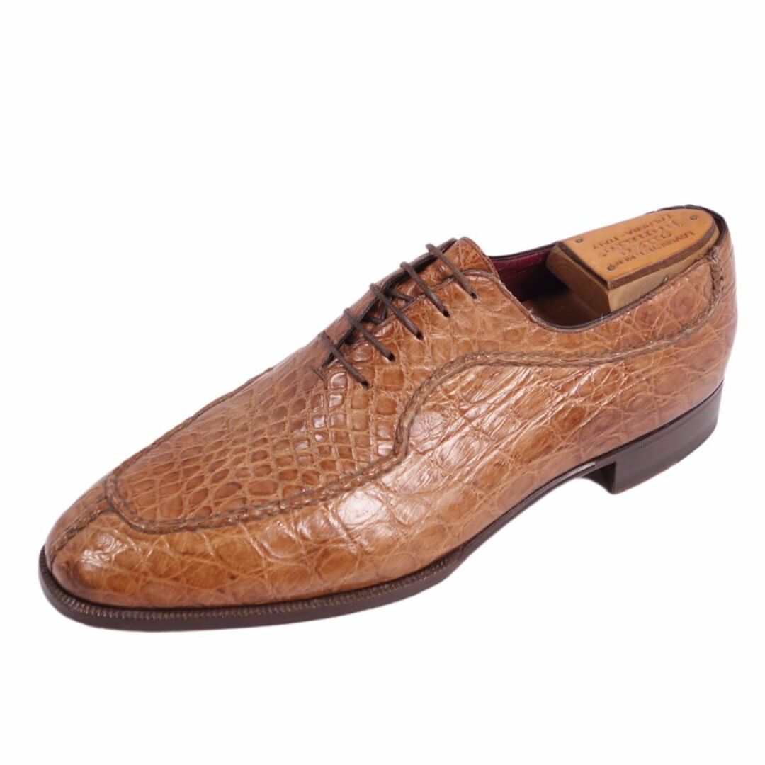 エンツォ ボナフェ Enzo Bonafe レザーシューズ クロコダイル オックスフォード ワニ革 シューズ 革靴 メンズ 8 1/2(27.5cm相当) ブラウンオールシーズン付属品