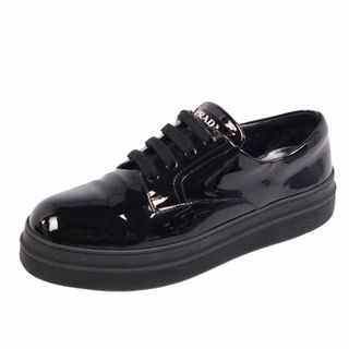 プラダ(PRADA)のプラダ PRADA シューズ エナメルレザー ロゴ レースアップ 靴 レディース イタリア製 39 1/2(26.5cm相当) ブラック(その他)