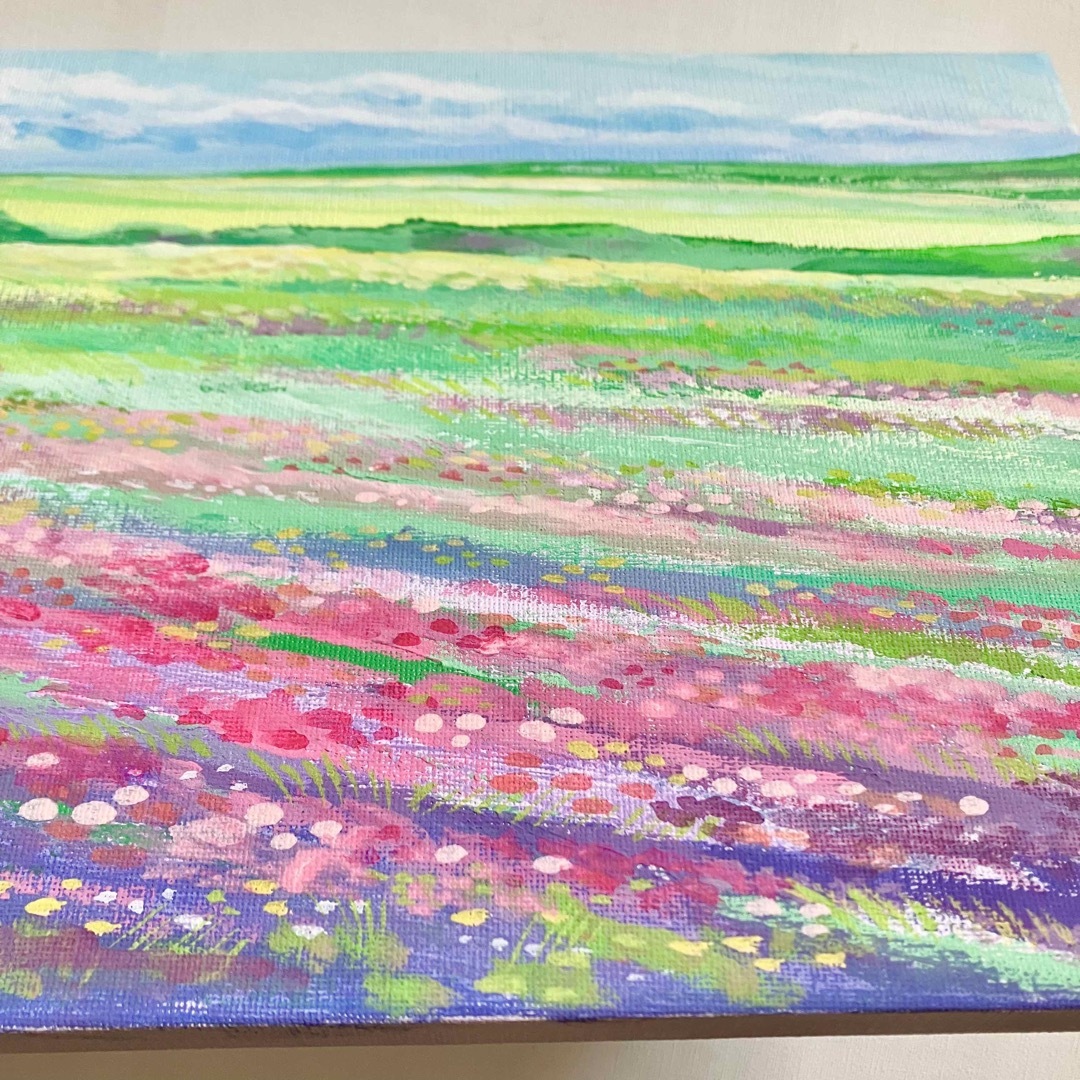 花咲く丘*風景画 絵画 花 自然 癒し テクスチャーアートの通販 花咲く丘*風景画 絵画 花 自然 癒し テクスチャーアートの通販