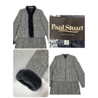 ポールスチュアート(Paul Stuart)の美品 Paul Stuart レッキスファー付きスカートスーツ(スーツ)