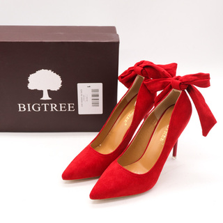 ビッグツリー パンプス 未使用 ハイヒール バックリボン 靴 シューズ 赤 レディース 23cmサイズ レッド BIG TREE(ハイヒール/パンプス)