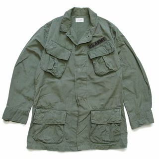 ミリタリー(MILITARY)の60s 米軍 U.S.ARMY パッチ付き ジャングルファティーグジャケット オリーブグリーン XS-R★ビンテージ ミリタリー 4th リップストップ(ミリタリージャケット)