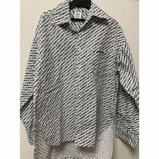 VETEMENTS - 極美品 VTMNTS ストライプ柄 シルク混 ロゴ 半袖 ジップ