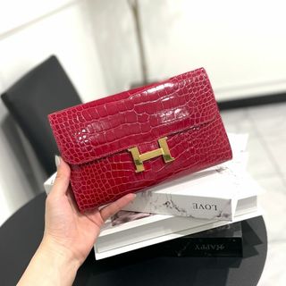 エルメス(Hermes)のエルメス コンスタンスロング アリゲーター ルージュドクー A刻印(財布)