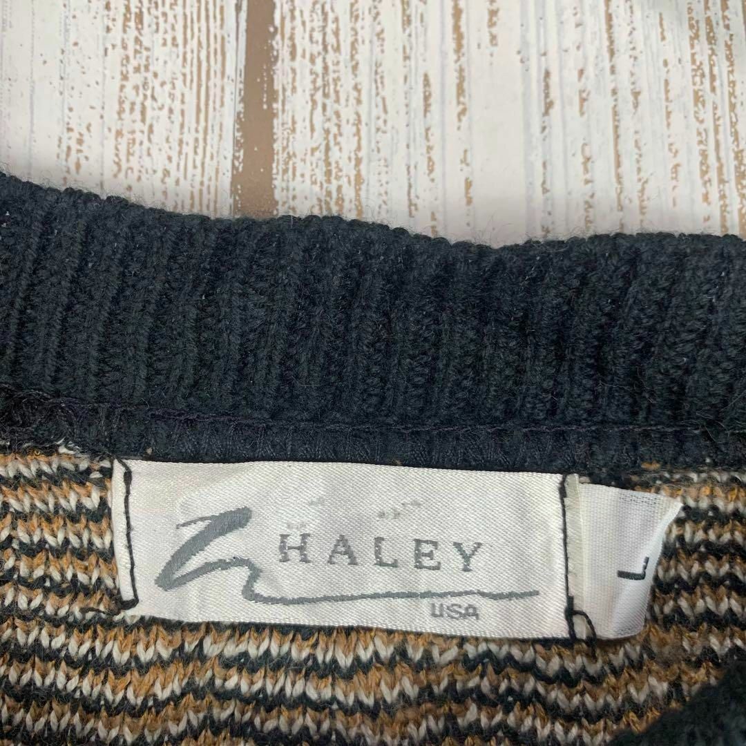 Hurley(ハーレー)のUSA製　HALEY　薄手　おしゃれな総柄ニット　メンズＬ　ブラウン系 メンズのトップス(ニット/セーター)の商品写真