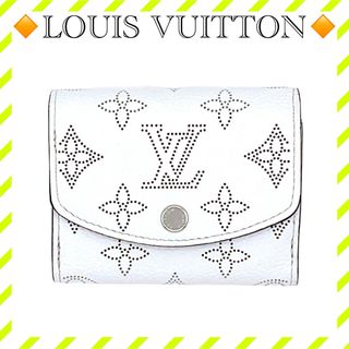 ルイヴィトン(LOUIS VUITTON)の美品 ルイヴィトン M69213 マヒナ イリス XS 三つ折り財布 ホワイト(財布)