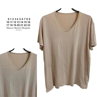 マルタンマルジェラ(Maison Martin Margiela)のMARTIN MARGIELA 2005SS エイズTシャツ ベージュ×白 L(Tシャツ/カットソー(半袖/袖なし))