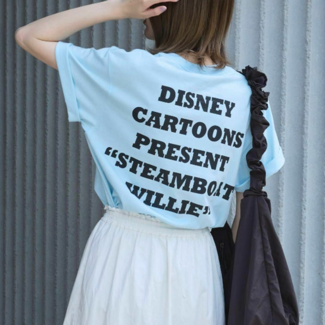 Disney(ディズニー)の新品　Disney ディズニー　蒸気船ウィリー　Tシャツ　ミッキー　ブルー　XL レディースのトップス(Tシャツ(半袖/袖なし))の商品写真