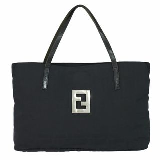 フェンディ(FENDI)の本物 フェンディ FENDI ズッカ トートバッグ ハンドバッグ ナイロン ブラック 15786 Zucca バッグ 中古(トートバッグ)