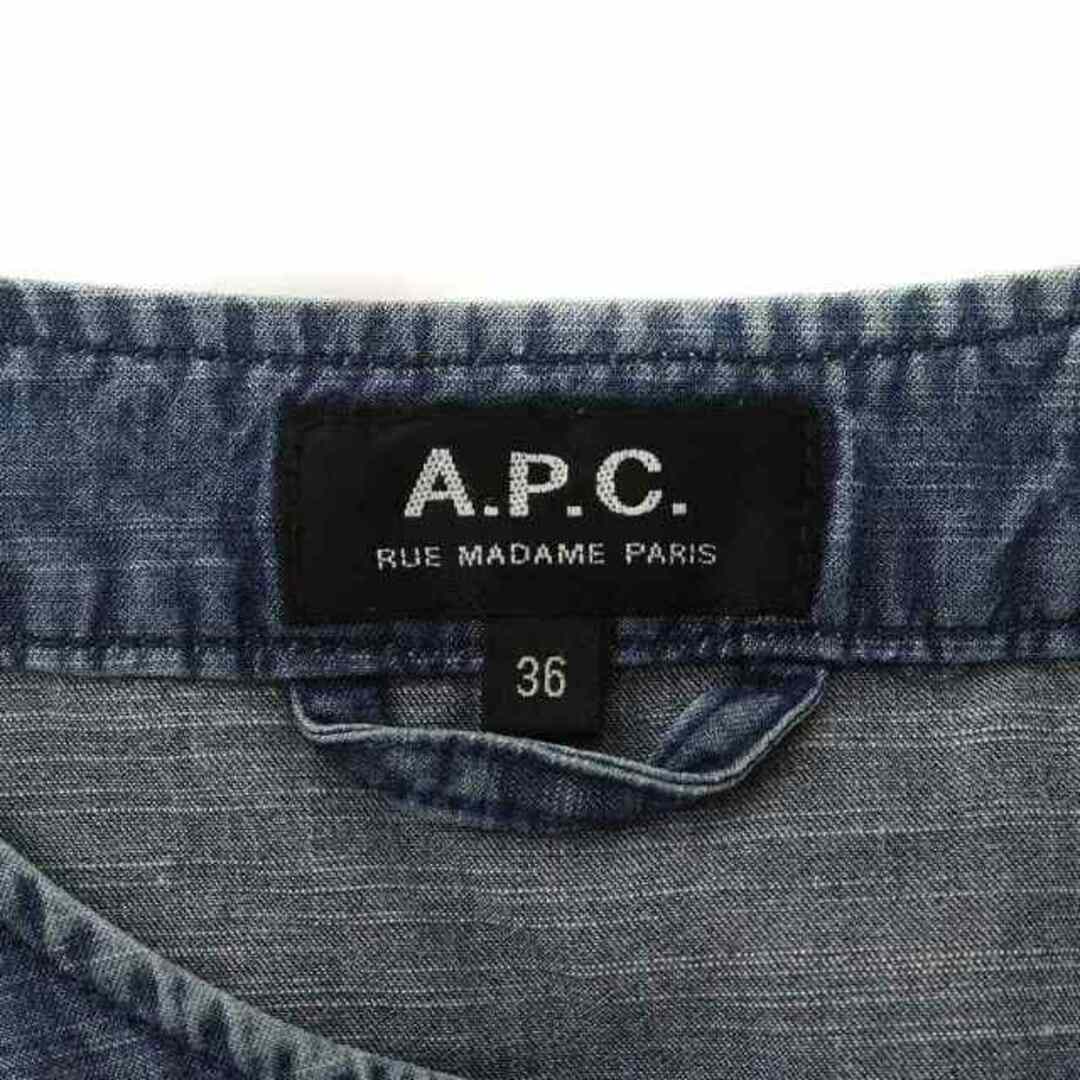 A.P.C(アーペーセー)のアーペーセー A.P.C. デニムワンピース ひざ丈 半袖 36 S 青 ブルー レディースのワンピース(ひざ丈ワンピース)の商品写真