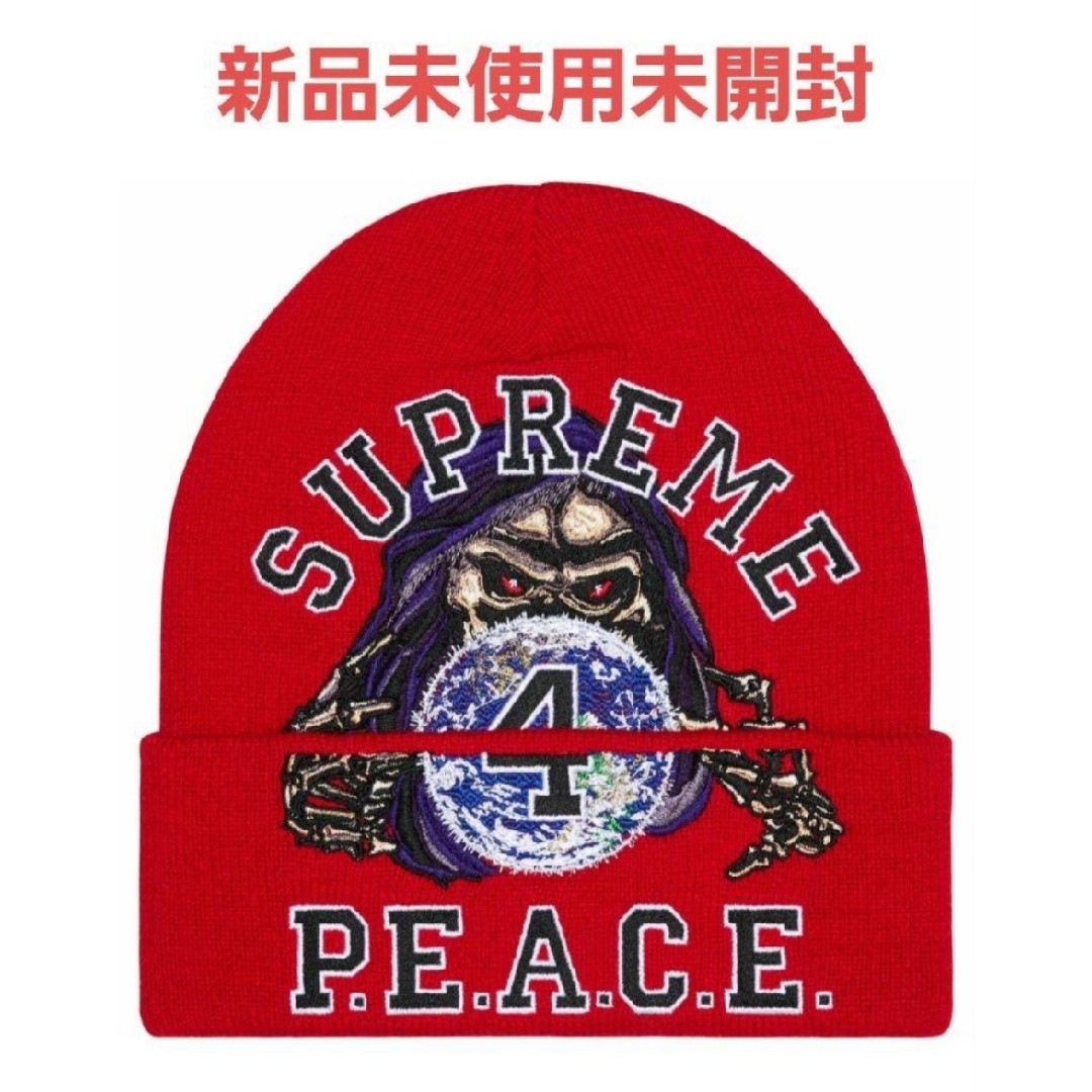 シュプリーム　Peace Embroidered Beanie　茶色帽子