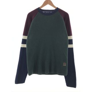 トミーヒルフィガー(TOMMY HILFIGER)の古着 90年代 トミーヒルフィガー TOMMY HILFIGER 総柄 リブ編み コットンニットセーター メンズXL ヴィンテージ /taa000033(ニット/セーター)