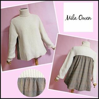 ミラオーウェン(Mila Owen)の【ミラオーウェン】ニット　タートルネック　ブラウン系　オフホワイト　チェック(ニット/セーター)